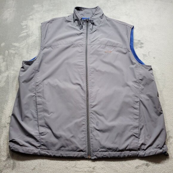 Greg Norman Reversable Insulated Full Zip Vest 4 Pockets Gray Blue Men Sz L - Picture 1 of 13